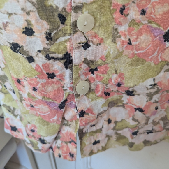 J. Jill Floral Linen Mini Dress in Pink and Green Pastel Colors, L - Picture 4 of 10